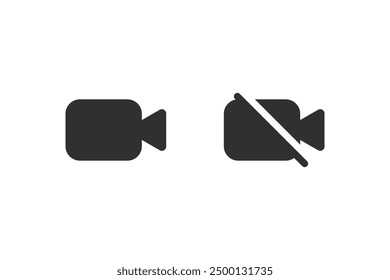 Simple set of off and on camera buttons for User Interface isolated on white background. Vector icons in flat style