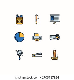 Simple Set of Office Elements Related Vector Color Icons