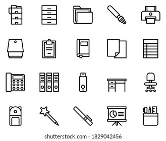 Simple set of office equipment on white background.