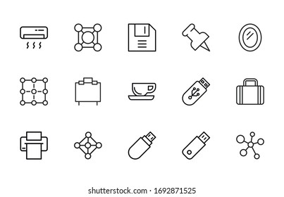 Simple set of office icons in trendy line style. Modern vector symbols, isolated on a white background. Linear pictogram pack. Line icons collection for web apps and mobile concept.