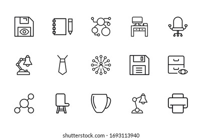 Simple set of office icons in trendy line style. Modern vector symbols, isolated on a white background. Linear pictogram pack. Line icons collection for web apps and mobile concept.