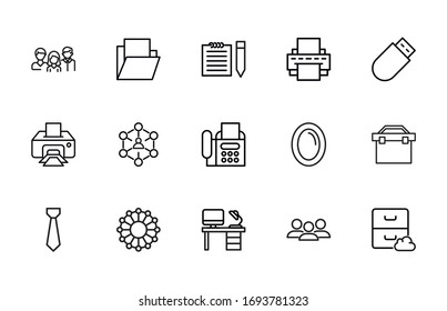 Simple set of office icons in trendy line style. Modern vector symbols, isolated on a white background. Linear pictogram pack. Line icons collection for web apps and mobile concept.