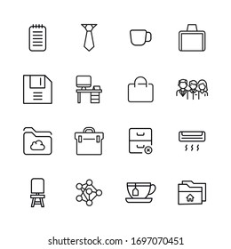 Sencillo conjunto de iconos de oficina en estilo de línea de moda. Símbolos vectoriales modernos, aislados en un fondo blanco. Envase para pictogramas lineales. Colección de iconos de línea para aplicaciones web y concepto móvil.