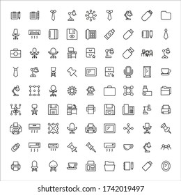 Simple set of office icons in trendy line style. Modern vector symbols, isolated on a white background. Linear pictogram pack. Line icons collection for web apps and mobile concept.