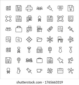 Simple set of office icons in trendy line style. Modern vector symbols, isolated on a white background. Linear pictogram pack. Line icons collection for web apps and mobile concept.