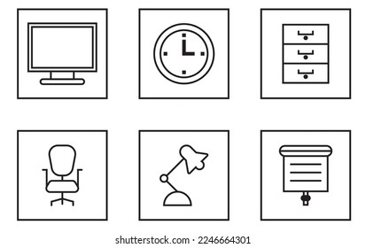 Simple Set of Office Related Vector Line Icons.
