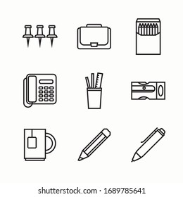 Simple Set Office Supplies Craft Vector line Icons