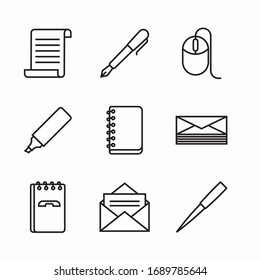 Iconos de línea de vectores de naves de oficina simple