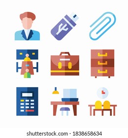 Simple Set Office Vector Color Icons. Color with Editable stroke