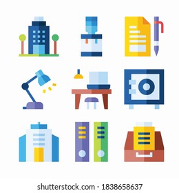 Simple Set Office Vector Color Icons. Color with Editable stroke