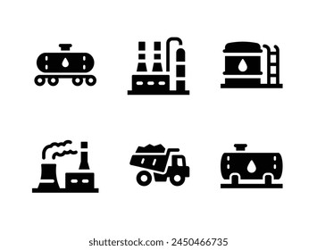 Simple Set of Oil and Gas Related Vector Solid Icons. Contains Icons as Oil Rail, Refinery, Storage Tank and more.