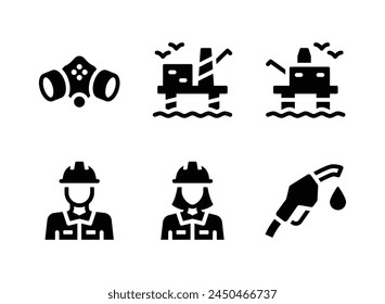 Simple Set of Oil and Gas Related Vector Solid Icons. Contains Icons as Gas Mask, Oil Rig and more.