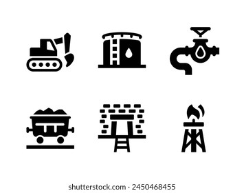 Simple Set of Oil and Gas Related Vector Solid Icons. Contains Icons as Excavator, Oil Storage, Pipeline and more.