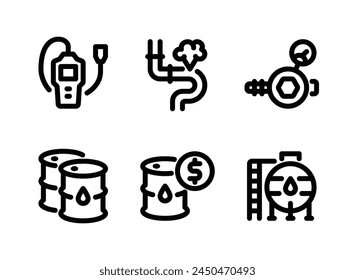 Simple Set of Oil and Gas Related Vector Line Icons. Contains Icons as Gas Detector, Pipeline, Oil Barrels and more.