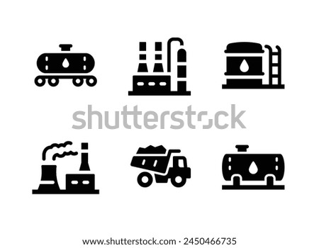 Simple Set of Oil and Gas Related Vector Solid Icons. Contains Icons as Oil Rail, Refinery, Storage Tank and more.