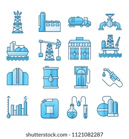 Simple Set Oil industry Flat Icons for Website and Mobile Apps. Contains such Icons as Chemical analysis,drilling rig,Fuel,Gas station,JerryCan  .Vector illustration.