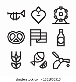 Simple Set OkOctober Fest Vector línea Icons. Línea con trazo editable