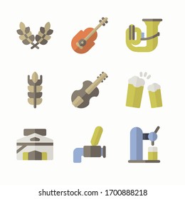Simple Set Oktoberfest Vector Color Icons. Color with Editable stroke
