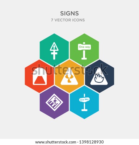 simple set of one way right arrow, walking walker traffic, fire triangular, biohazard risk triangular icons, contains such as icons tunnel, one way street, street traffic triangular and more. 64x64