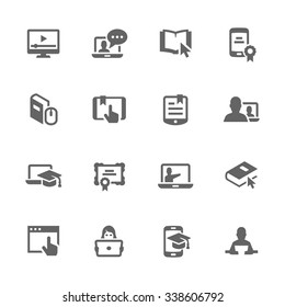 Simple Set of Online Education Related Vector Icons. Contains such icons as online lecture, diploma, communication and more. Modern vector pictogram collection.
