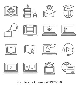 Simple Set of online education Related Vector Line Icons. Contains such Icons as teaching, learning, training, student and more. 