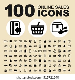 Simple Set of Online Sales Related Vector Icons. Contains such Icons as Shop, Cash, Buy, Card, Delivery, Bag, Basket, Gift, Shopping, Payment, Service, Marketing, Shopping and more.