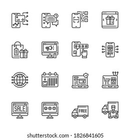 Simple Set of Online Shopping icons line Vector  Illustration, Sale, Business, Payment, Delivery, Wallet