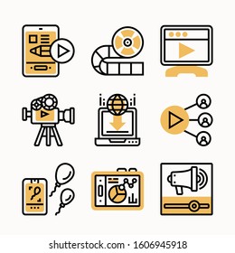 Simple set Online Streaming Color icons Pack vector