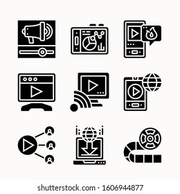 Simple set Online Streaming Glyph icons Pack vector