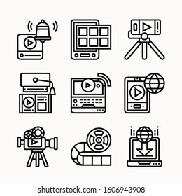 Simple set Online Streaming Line icons Pack vector