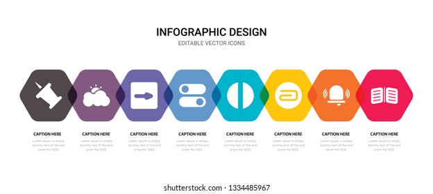 simple set of open book, alarm, attach, medium icons, contains such as icons desactivate, right arrow, cloudy, push pin and more. 64x64 pixel perfect. editable vector set