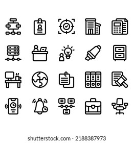 simple set of organization icon with line style. Contains such icon as organization chart, id card, target and more. Pixel perfect icon. 32 px grid. Editable stroke svg