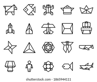 Simple set of origami paper icons vector on white background.