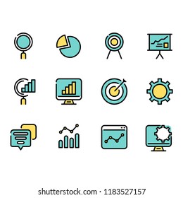 Simple set of outline Business data information thin icons for web.
