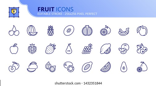 Simple set of outline icons about fruit. Pets. Editable stroke. Vector - 256x256 pixel perfect.