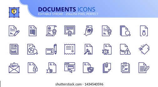 Simple set of outline icons about documents. Editable stroke. Vector - 256x256 pixel perfect.