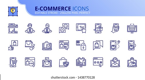Simple set of outline icons about ecommerce. Online shopping. Editable stroke. Vector - 256x256 pixel perfect.