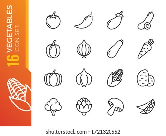 Simple set of outline icons about vegetables- minimal thin line set. Outline icons collection. Simple vector illustration.