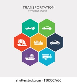 simple set of oxcart, paddlewheeler, patrol car, pt boat icons, contains such as icons schooner, sedan, sport car and more. 64x64 pixel perfect. infographics vector