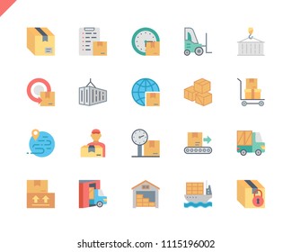 Simple Set Package Delivery Flat Icons for Website and Mobile Apps. Contains such Icons as Warehouse, Truck, Worldwide Shipping, Cargo. 48x48 Pixel Perfect. Vector illustration.