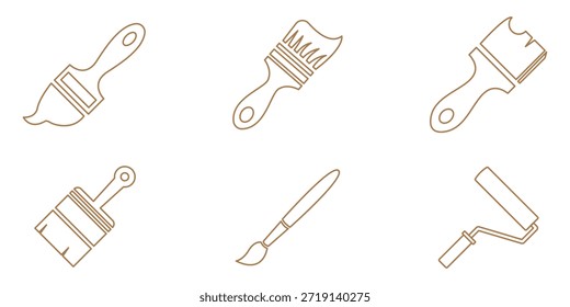 Simple set of Paint brush icon vector illustration. Paint tools vector. paint brush sign and symbol. Black paint brushes drawing tool.