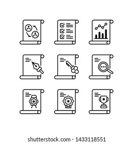 Simple Set of Paper scroll icons. Contains icons as graph, key, magnifying glass and more.