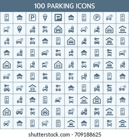 Simple Set of Parking Related Vector Line Icons. Contains such Icons as place, car, auto, location, garage and more. Vector pictogram objects.