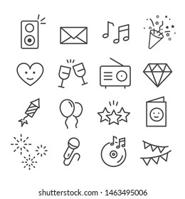 Simple set of party, celebration, holiday minimal icon isolated. Modern outline on white background