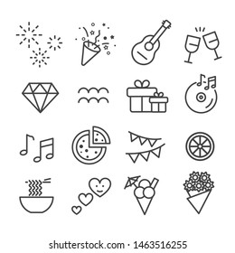 Simple set of party, celebration, holiday minimal icon isolated. Modern outline on white background