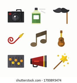 Simple Set Party Element Vector Color Icons. Color with Editable stroke