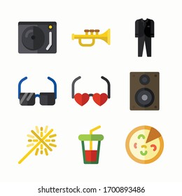 Simple Set Party Element Vector Color Icons. Color with Editable stroke
