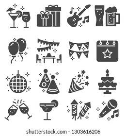 Simple Set of Party Related Vector Gray Icons on White Background