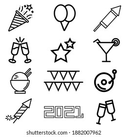 
Simple Set of Party Related Vector Outline Icons. Contains Icons like Wreaths, stars, Djs, firecrackers and more. Editable Stroke. 48x48 Pixel Perfect.