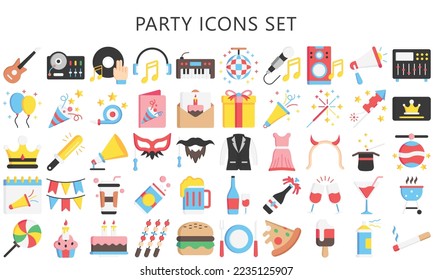Simple Set of Party Related Vector Line Icons. Contains such Icons as music, food, Dj, Masquerade and more. vector EPS 10 ready convert to SVG. use for modern concept, UI or UX kit, web and app.